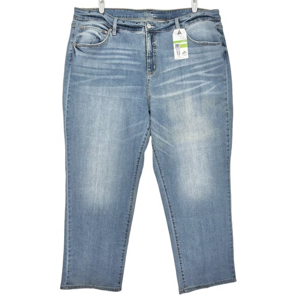 Time and Tru Denim - NWT Time & Tru Women's Straight Leg High Rise Blue Stretch Jeans Plus Size 24